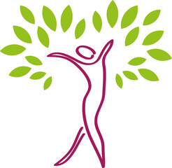 Frau, Person in Bewegung als Baum, Pflanze, Heilpraktiker, Frauenarzt, Logo