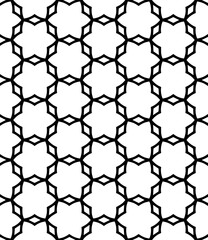 Black and white seamless abstract pattern. Background and backdrop. Grayscale ornamental design. Mosaic ornaments. Vector graphic illustration. EPS10.