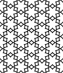 Black and white seamless abstract pattern. Background and backdrop. Grayscale ornamental design. Mosaic ornaments. Vector graphic illustration. EPS10.