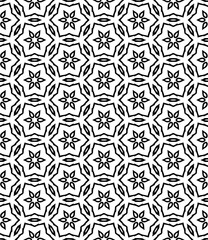 Fototapeta premium Black and white seamless abstract pattern. Background and backdrop. Grayscale ornamental design. Mosaic ornaments. Vector graphic illustration. EPS10.