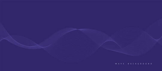 Vector abstract violet background with dynamic violet waves, lines and particles.