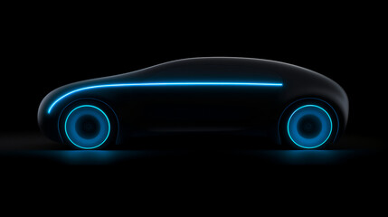 A Sleek Futuristic Electric Vehicle Shown in the Dark, Concept Car, EV, BEV