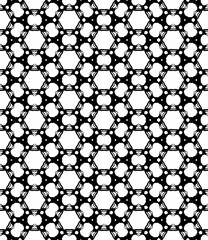 Black and white seamless abstract pattern. Background and backdrop. Grayscale ornamental design. Mosaic ornaments. Vector graphic illustration. EPS10.