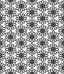 Black and white seamless abstract pattern. Background and backdrop. Grayscale ornamental design. Mosaic ornaments. Vector graphic illustration. EPS10.