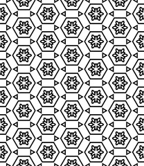 Black and white seamless abstract pattern. Background and backdrop. Grayscale ornamental design. Mosaic ornaments. Vector graphic illustration. EPS10.