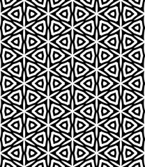 Black and white seamless abstract pattern. Background and backdrop. Grayscale ornamental design. Mosaic ornaments. Vector graphic illustration. EPS10.