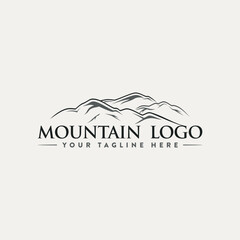 Mountain Landscape Silhouette for Outdoor Travel Adventure Vintage logo design