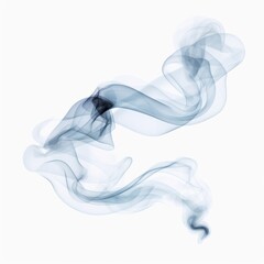 Whisps of blue smoke elegantly swirl against a pure white background photographed in slow motion—the harm of smoking. Dark ink spilled in the water. Healthy lifestyle concept.