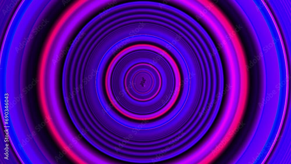 Wall mural flying through colorful pulsing abstract glowing circle. speed, loop able background