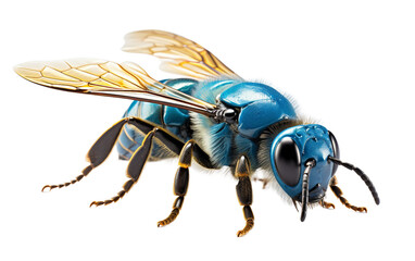 Blue Carpenter Bee insect isolated on a transparent background.