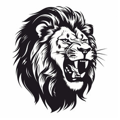 monochrome stencil, roaring lion head created with Generative Ai