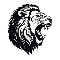 Fototapeta premium monochrome stencil, roaring lion head created with Generative Ai