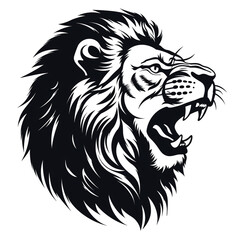 Obraz premium monochrome stencil, roaring lion head created with Generative Ai