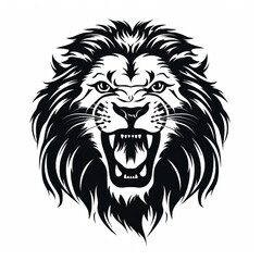Fototapeta premium monochrome stencil, roaring lion head created with Generative Ai