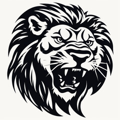 Obraz premium monochrome stencil, roaring lion head created with Generative Ai