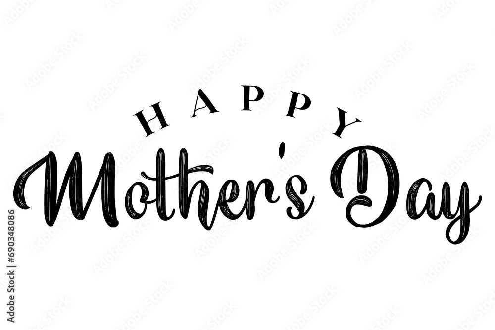 Wall mural happy mother's day hand drawn lettering vector illustration. - Wall murals