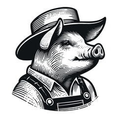 pig farmer vector sketch