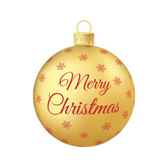 Gold Christmas tree toy or ball Volumetric and realistic color illustration