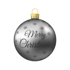 Grey Silver Christmas tree toy or ball Volumetric and realistic color illustration