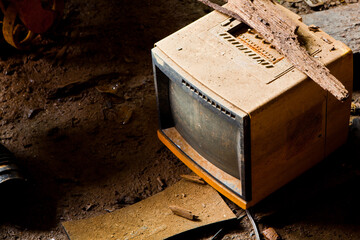Abandoned CRT Television in a Decaying Urban Indiana Environment
