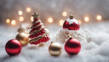 Fototapeta na wymiar christmas tree decoration Art Christmas decorations and holidays sweet on white background ornament bauble