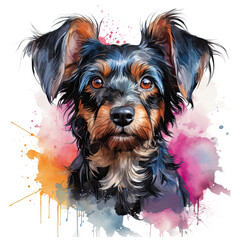 watercolor Yorkshire Terrier clipart, Generative Ai