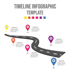 Infographic template for business with 6 steps. Road journey concept, Roadmap process diagram. Vector infographic