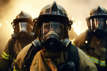 Fototapeta premium Portrait of professional fireman crew