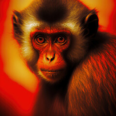 Vivid Red Monkey: Close-Up Perspective