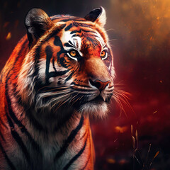 Intense Scarlet Shades in Tiger's Close View