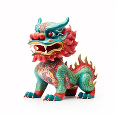 Fototapeta premium Colorful traditional Chinese dragon isolated on white background.