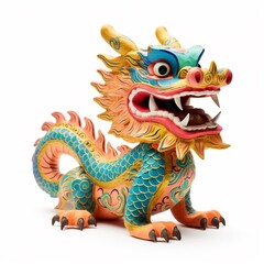 Obraz premium Colorful traditional Chinese dragon isolated on white background.