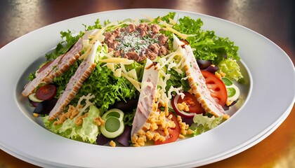 vegetable salad with meat suitable as a background for a banner