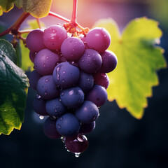 Ripe Grapes in a Purple-Hued Ambiance