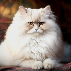 Fototapeta premium Portrait of a surprised cat Scottish Straight and Cat wearing colorful clothes