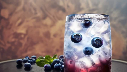 Foto op Plexiglas drink water with blueberries and ice suitable as background or banner © Frantisek