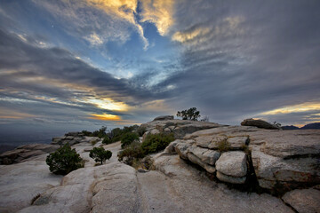 Vibrant sky from hilltop Windy Point on Mount Lemmon in Catalina Mountains of Tucson, Arizona,...