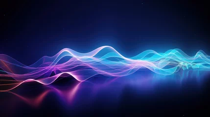 Zelfklevend Fotobehang Futuristic Waves showing evolved IT Technology Background © Damian Sobczyk