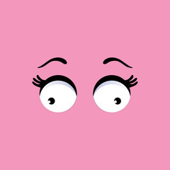 Cartoon eyes. Funny eye expression. Comic facial character caricature. Eye emotion of human, or animal. Isolated vector illustration.