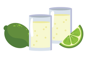 caipirinha glass and lime