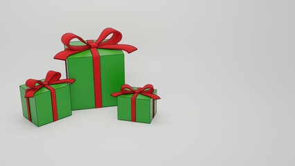 Christmas gift in comic style. Jelly gifts with red ribbon 3d render 4k