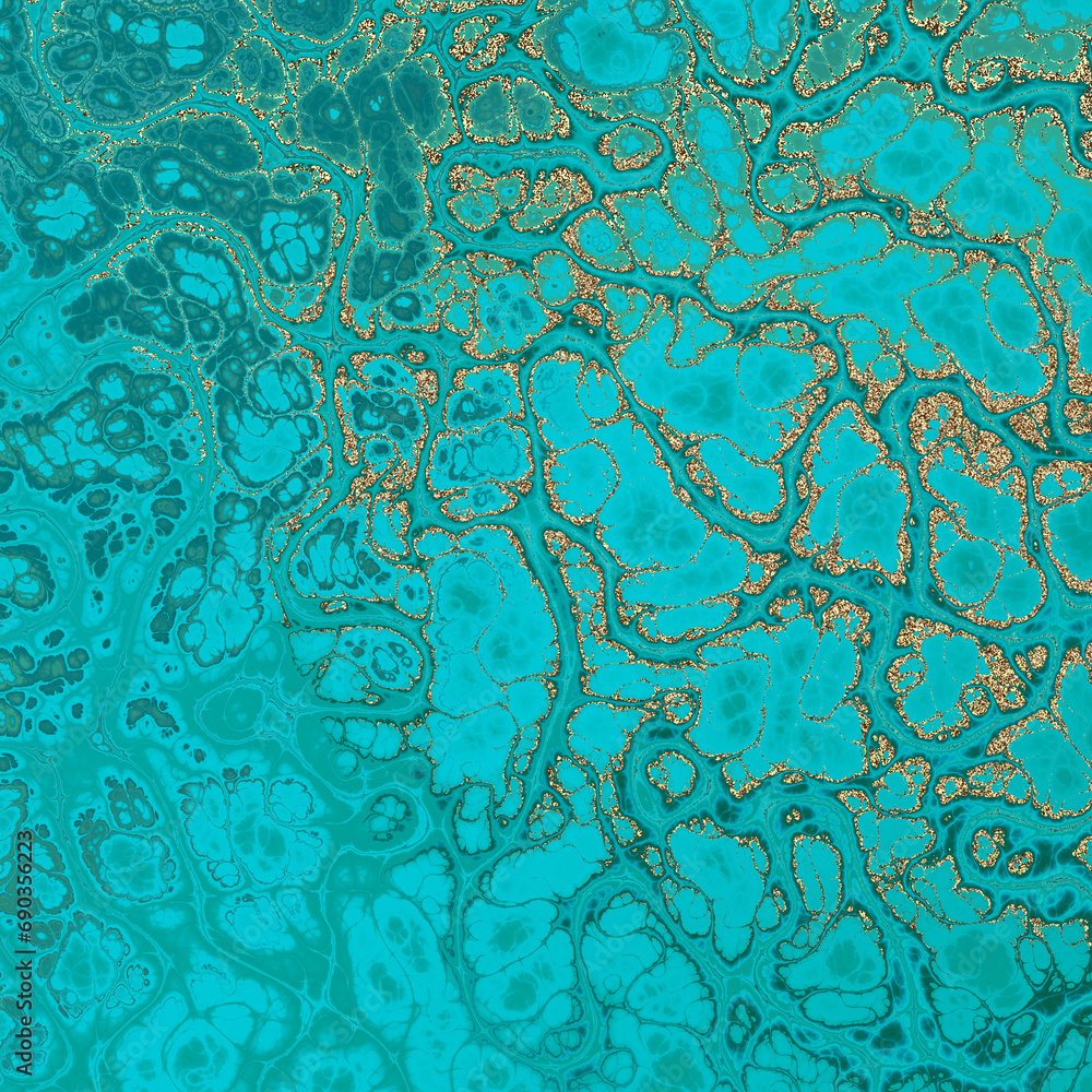 Aufkleber malachite marble texture. fractal digital art background. high resolution. green marble texture with