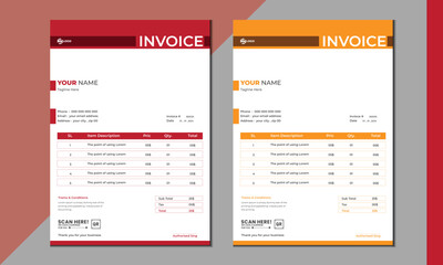  invoice vector template design. modern invoice template design.