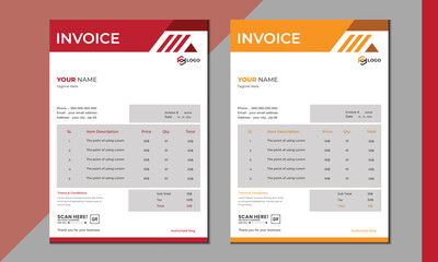  invoice vector template design. modern invoice template design.
