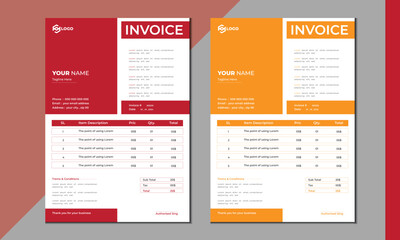  invoice vector template design. modern invoice template design.