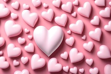 3d pink hearts isolated on pink background