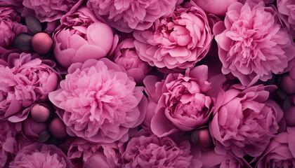 Close up on dark pink peonies background - Powered by Adobe