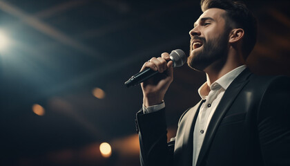 Man singing on a stage