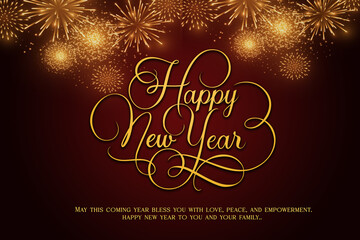 Happy new Year with fireworks 2024