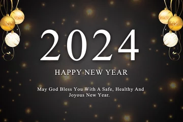 Fotobehang Happy new year 2024, new year 2024 © Farrukh